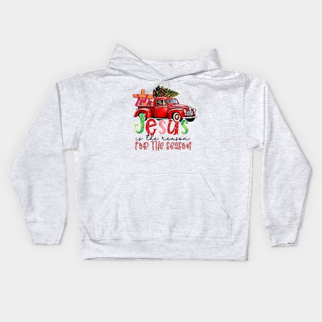 Jesus Is The Reason For The Season Christian Santa Christmas Kids Hoodie by wfmacawrub